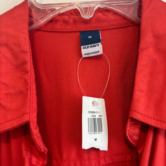 NWT Women’s Old Navy Tie Waist Button Up Shirt Dress Sz M Lava - Picture 14 of 16